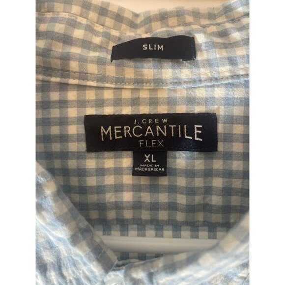 J Crew Men’s Flex Washed Classic Blue/white Checkered long sleeve button up XL - Picture 2 of 8